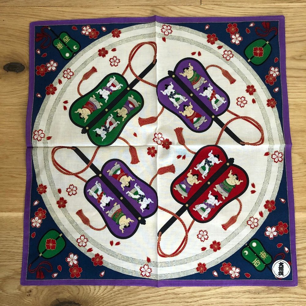 NEW Vintage Japanese Sumo Wrestlers Bandana Handkerchief